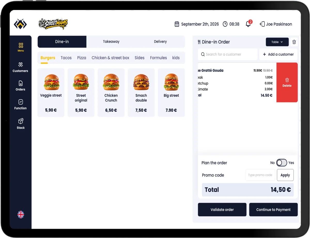Caisse BeezPOS sur tablette