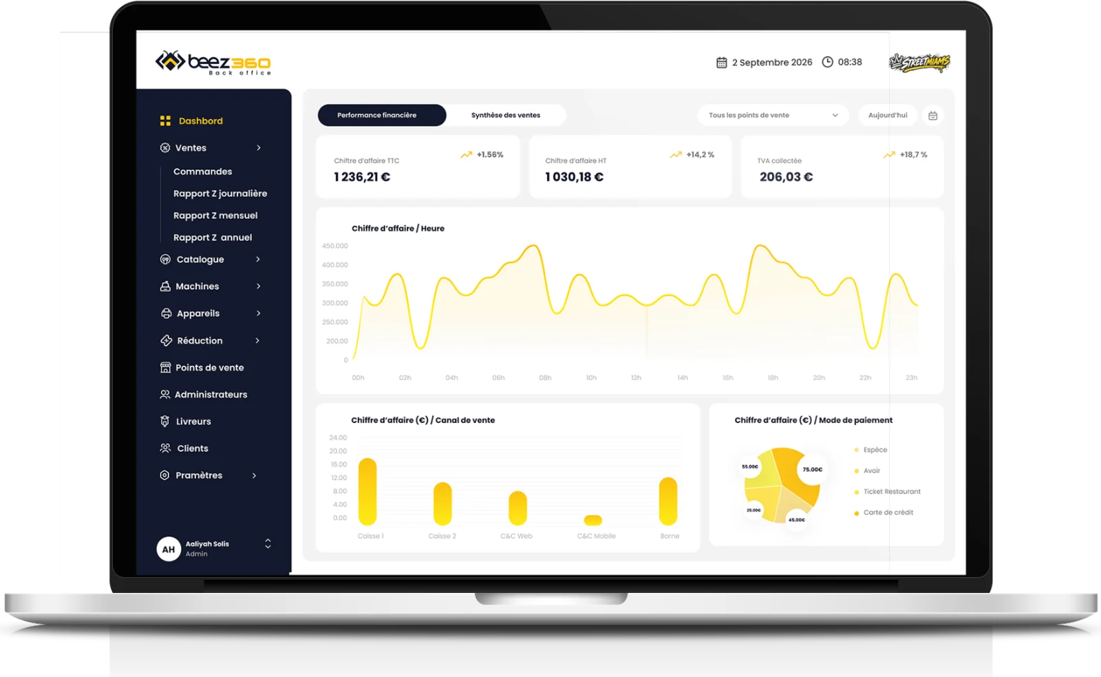 Back-office BeezBO sur ordinateur portable